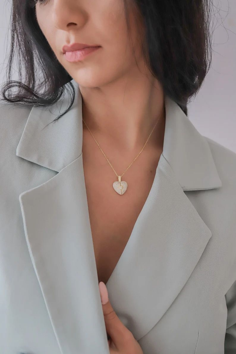 Engraved Name Diamond Hert Necklace