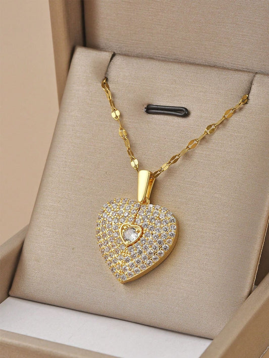 Engraved Name Diamond Hert Necklace