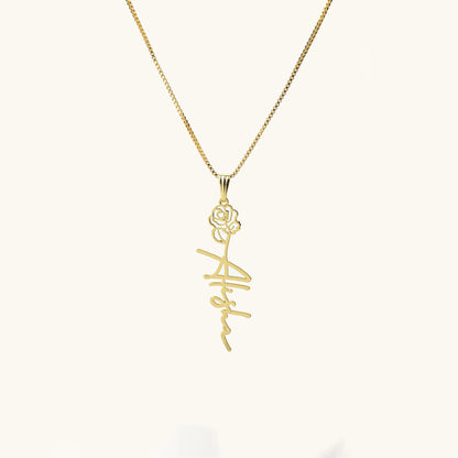 Birth Flower Name Necklace