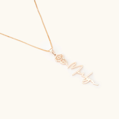 Birth Flower Name Necklace