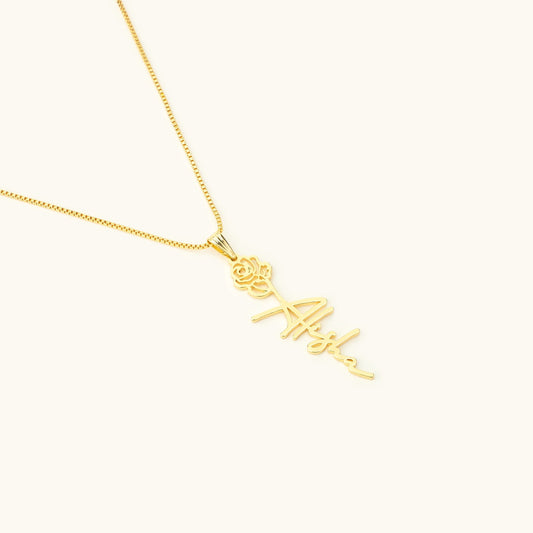 Birth Flower Name Necklace
